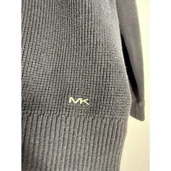 Michael Kors 1/4 Zip Long Sleeve Pullover Sweater Men' Black Cotton Stretch Sz L - Picture 3 of 9